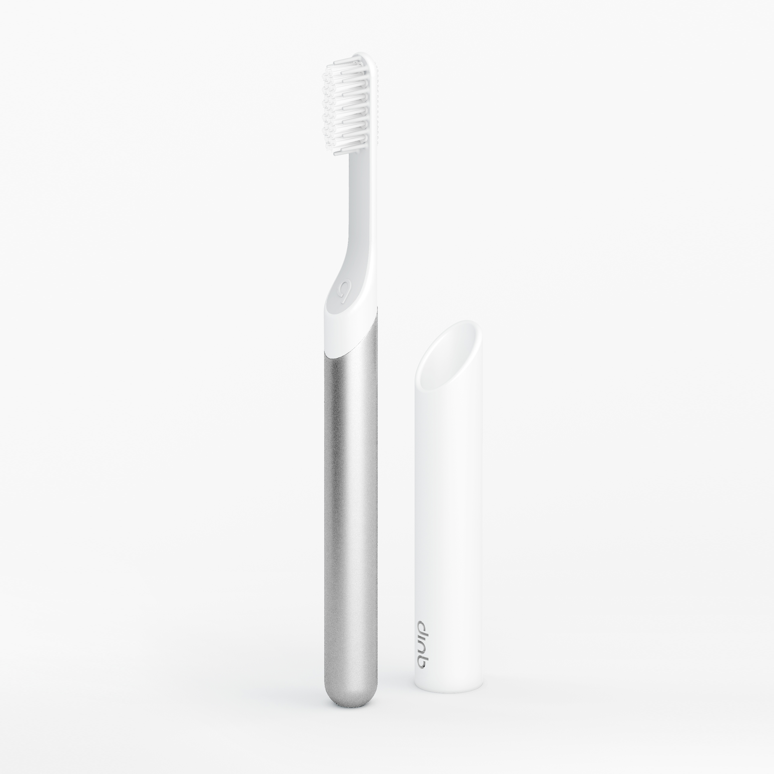 Slim handle, Soft-bristle brush head. Timed sonic vibrations, 3-month battery life, & Cover.